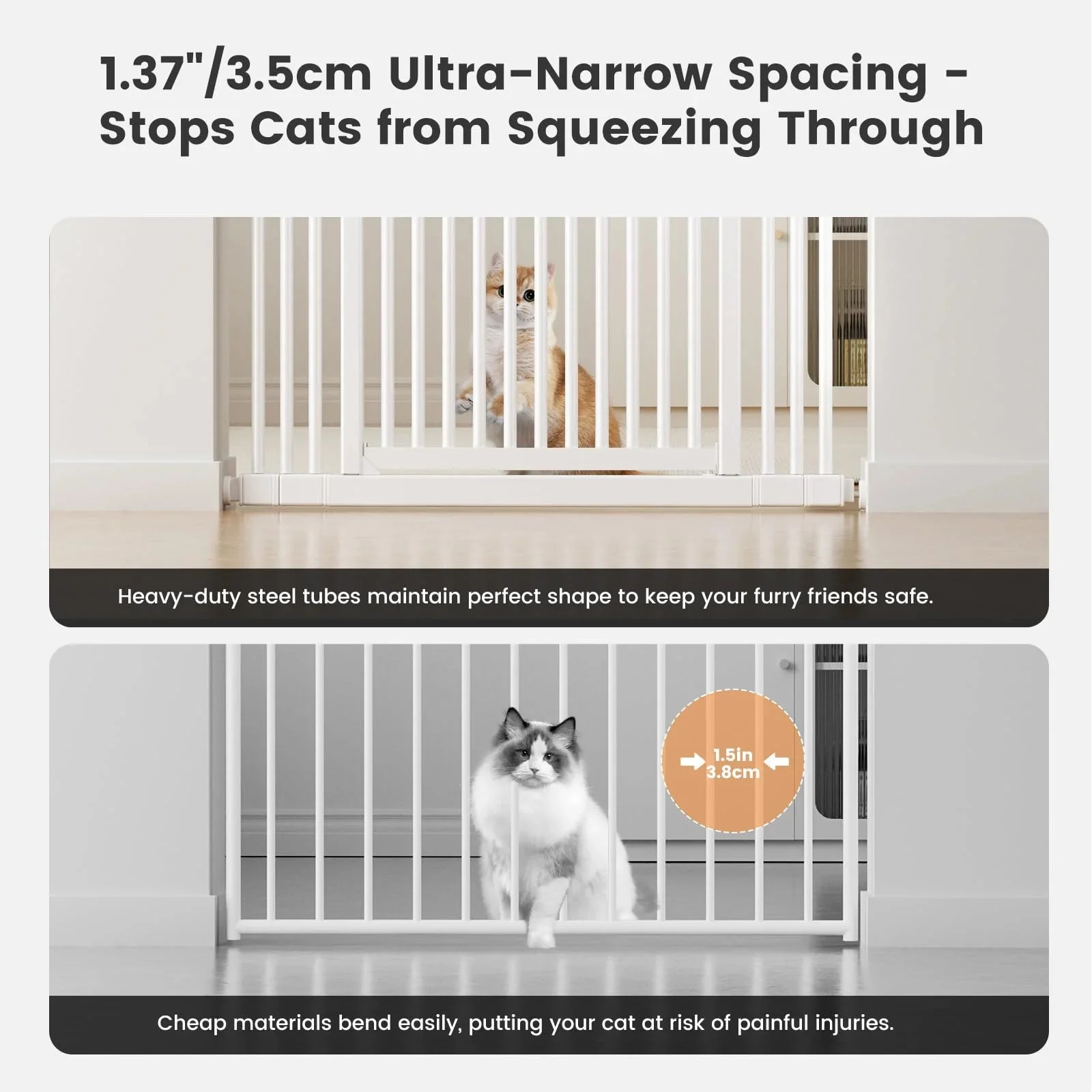 Extra Tall Cat Gate, 27.56-37 in Wide, 51-87 in Adjustable Height - Image 5