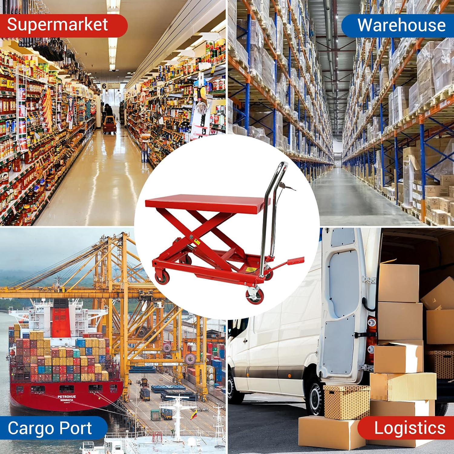 500LBS Hydraulic Lift Table Cart, 30" Lifting Height., Double Scissor Lift Table with 4 Wheels and Non-Slip Pad, Hydraulic Scissor Lift Table for Material Handling and Transportation - Image 4