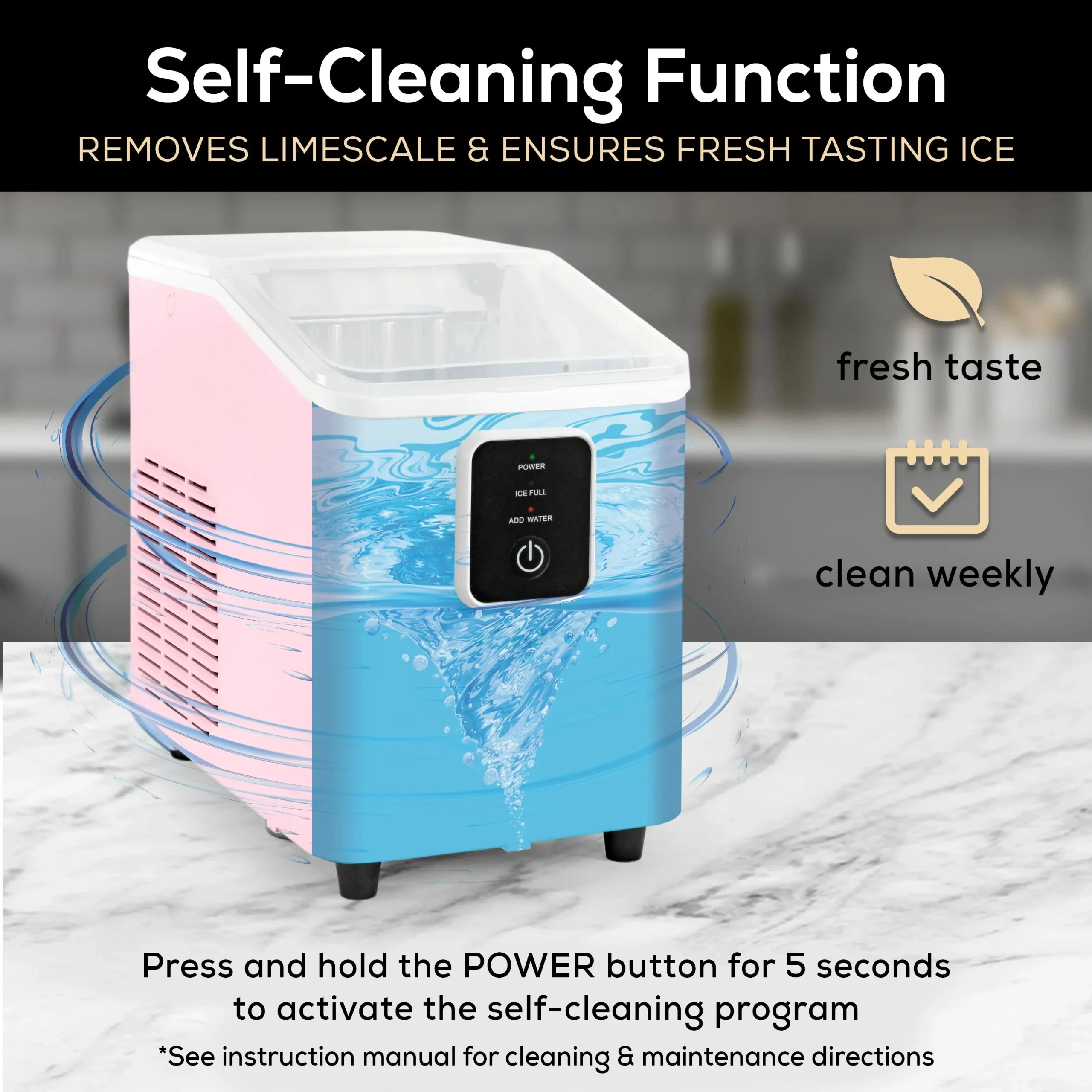 Igloo Self-Cleaning Countertop Ice Maker, 26 lbs. Per Day, 8 Pieces Every 7-8 Minutes, Aqua - Image 27