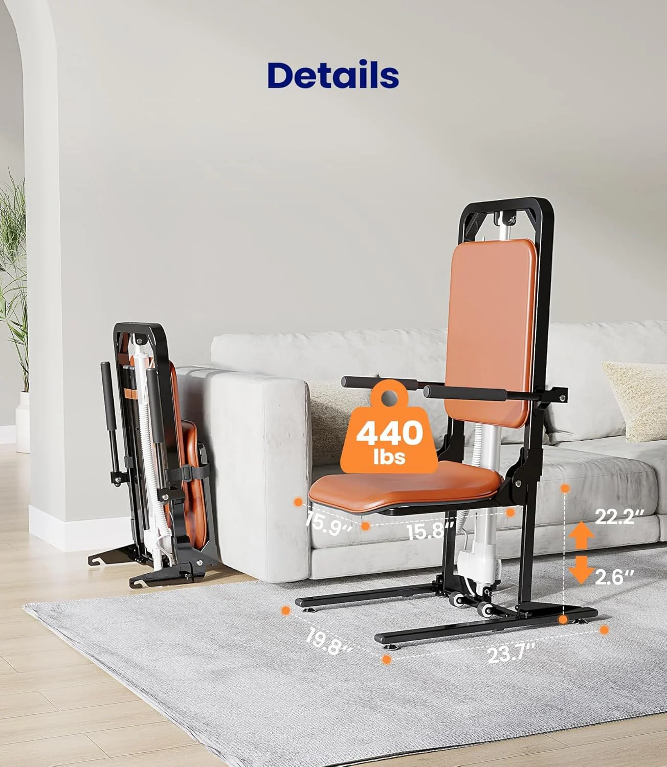 MAIDeSITe Electric Floor Lift, 200 kg Load Capacity, Support for Seniors - Image 4