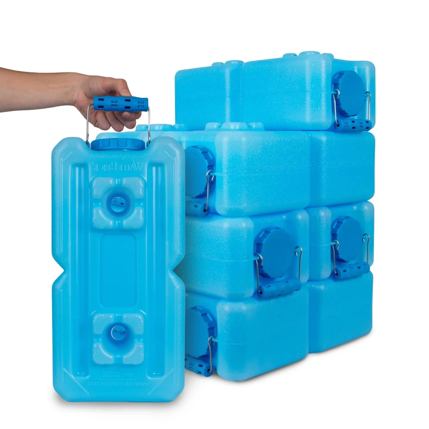 WaterBrick Stackable 3.5 Gallon Blue Water And Food Storage Container - 8 Pack - Image 2