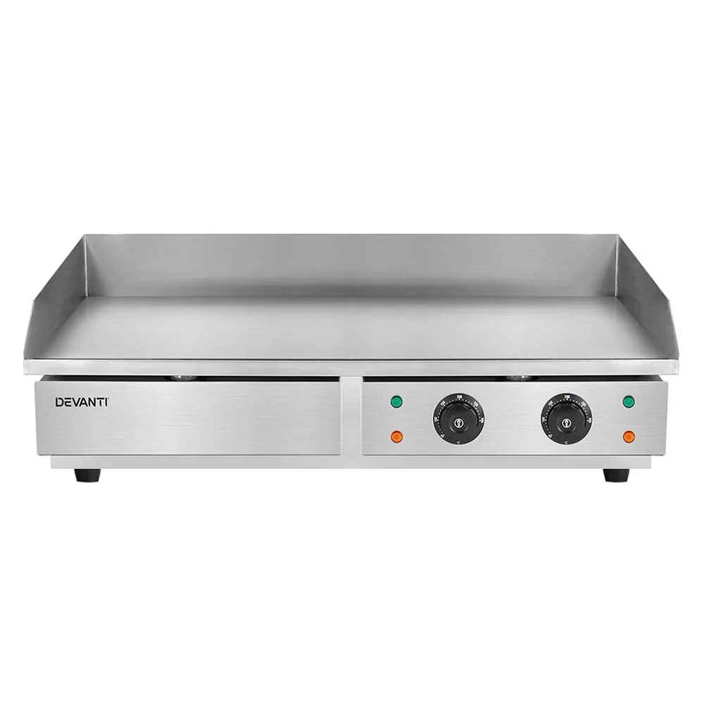 Devanti 73cm Commercial Electric Griddle BBQ Grill Plate 4400W Silver - Image 3