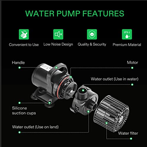 VIVOSUN Submersible Water Pump 1600 GPH 100W - Pond And Aquarium - Image 5