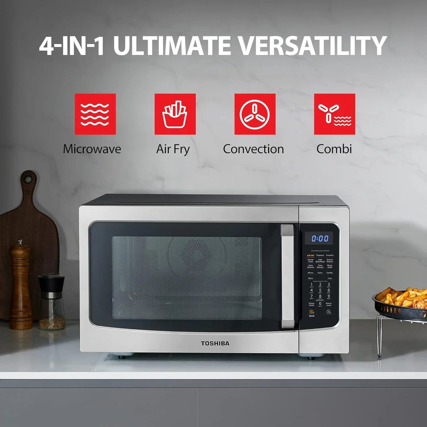 TOSHIBA 4-in-1 Countertop Microwave Oven, 1.5 Cu Ft, 1000W, Silver - ML-EC42P(SS) - Image 29