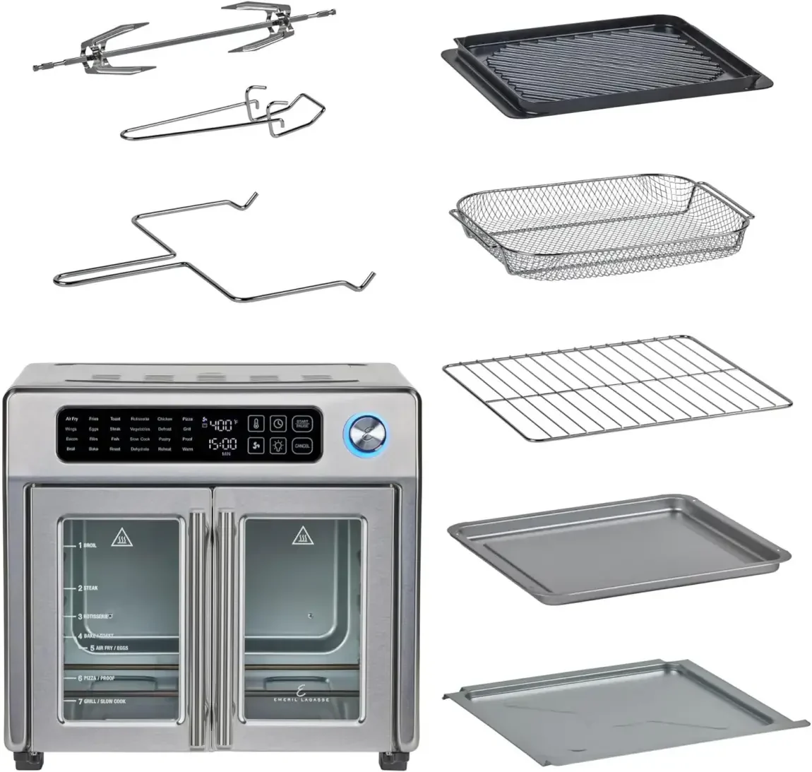 Emeril Lagasse 26 Quart Extra Large Air Fryer Convection Toaster Oven With French Doors - Stainless Steel - Image 4