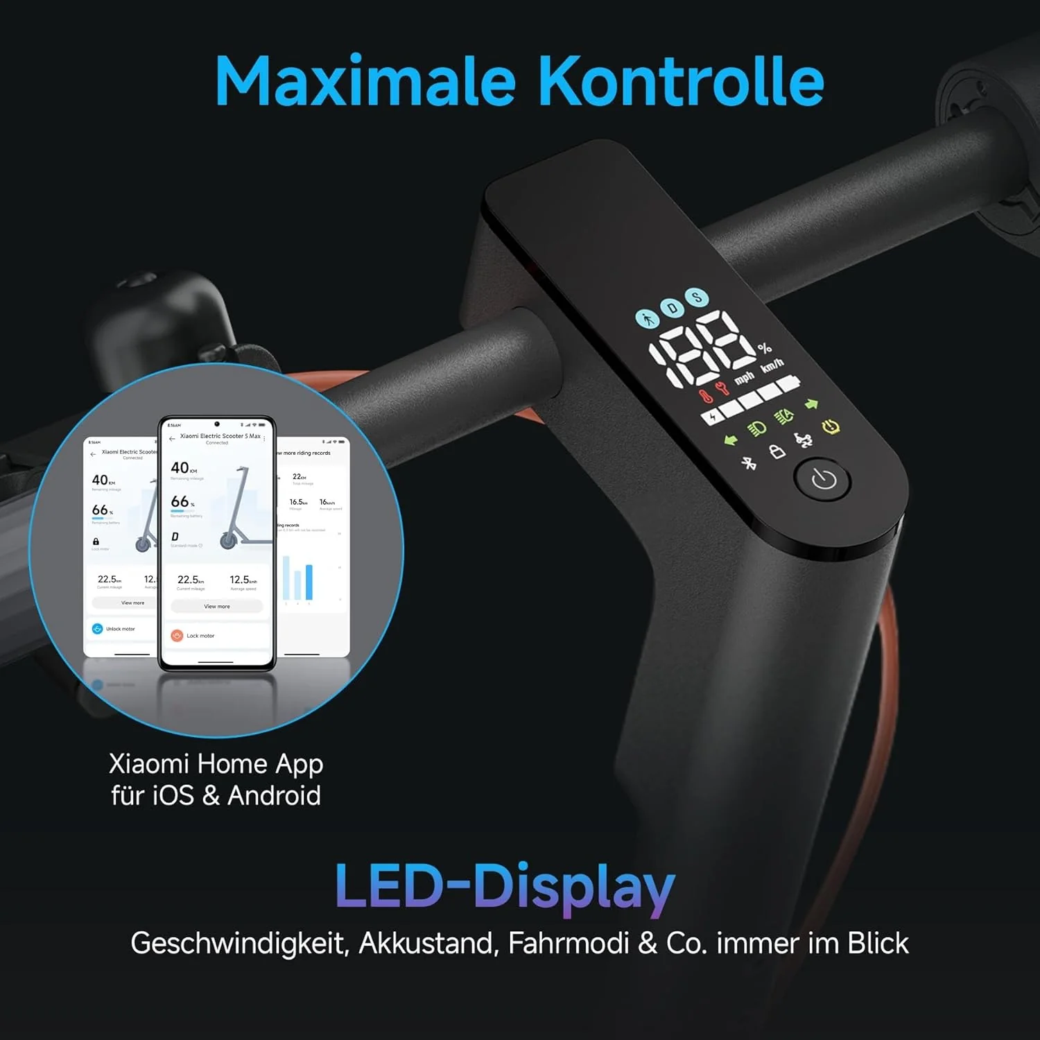 Xiaomi E-Scooter with German Road Legal (Max 20 km/h, Up to 70 km Range & 25 Percent Incline, Pneumatic Tyres, Dual Brakes, Display, Aluminium Body, App) - Image 11
