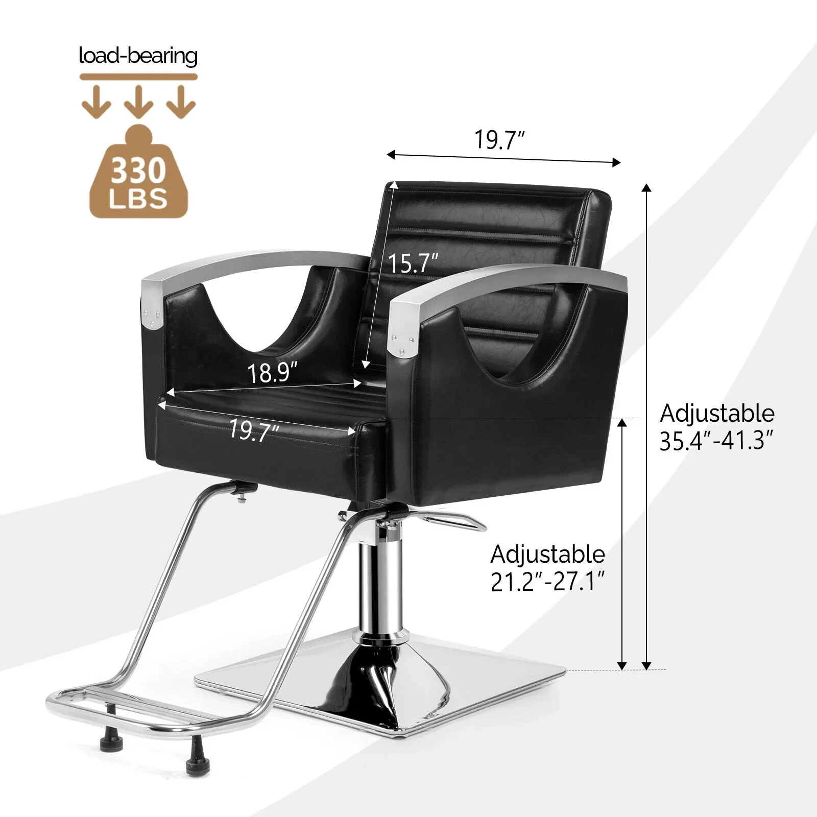OmySalon Hydraulic Barber Chair With Stainless Steel Armrests, Brown Or Black - Image 13