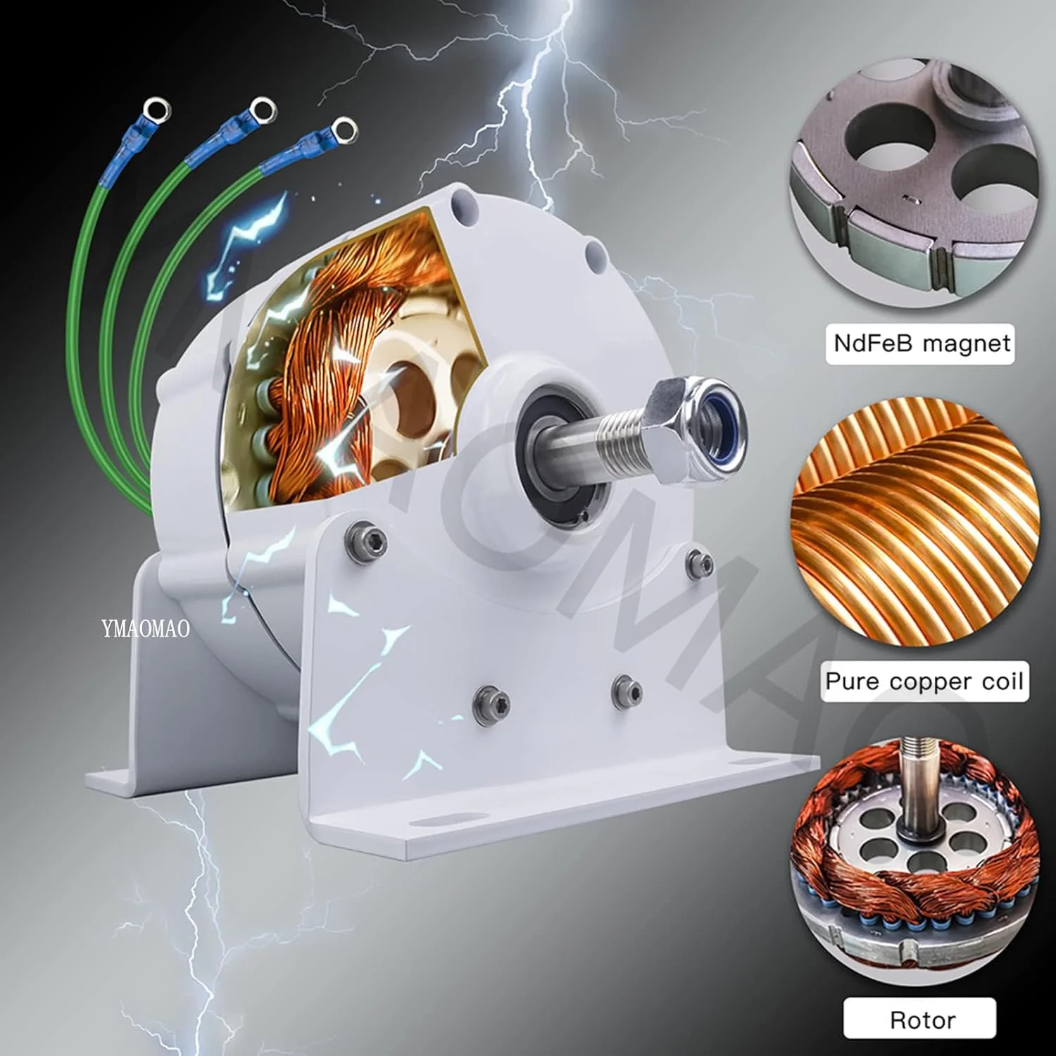 12000W Low RPM Permanent Magnet Generator 12V 24V 48V 120V 220V, Free Energy Gearless Permanent Magnet Generator Motor DIY for Wind Turbine Water Turbine,12V - Image 2