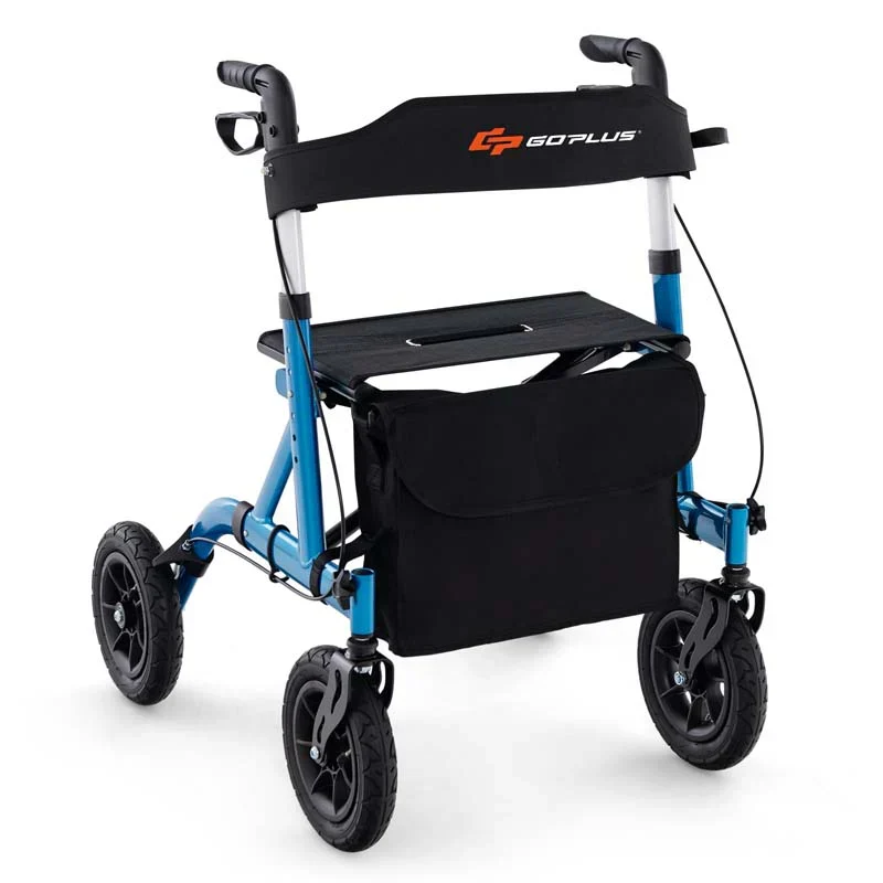 Foldable Rolling Rollator Walker With Seat, 9.5 Inch Pneumatic Wheels - Image 11