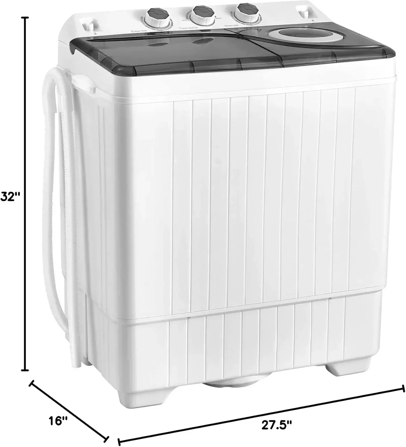 Costway Double Tub Washing Machine, 26 lb Capacity, 18 lb Wash, 8 lb Spin, Drain Pump - Image 4