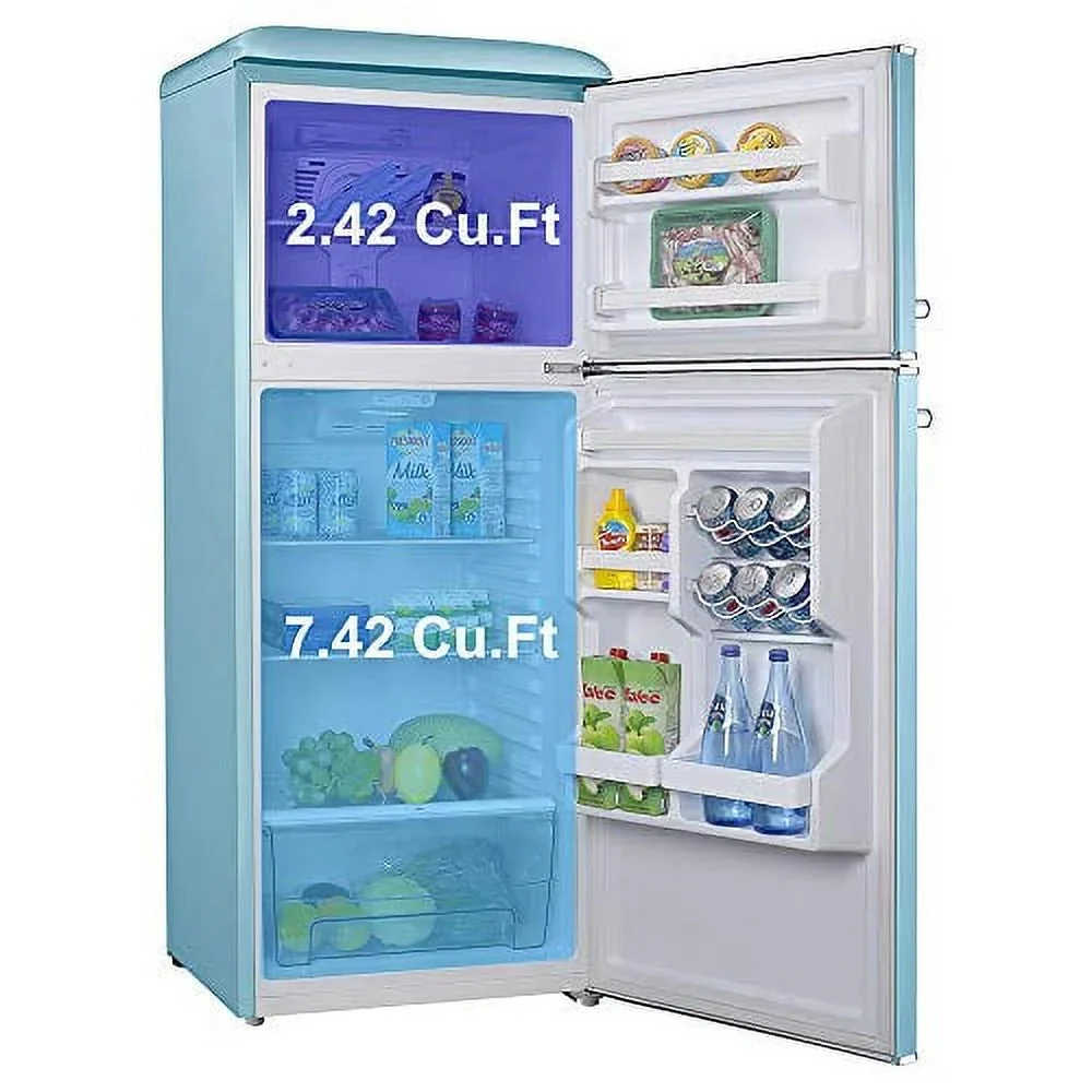 Galanz Top Mount Refrigerator 10.0 Cu Ft Blue 23.74 x 27.48 x 61.81 in - GLR10TBEEFR - Image 2