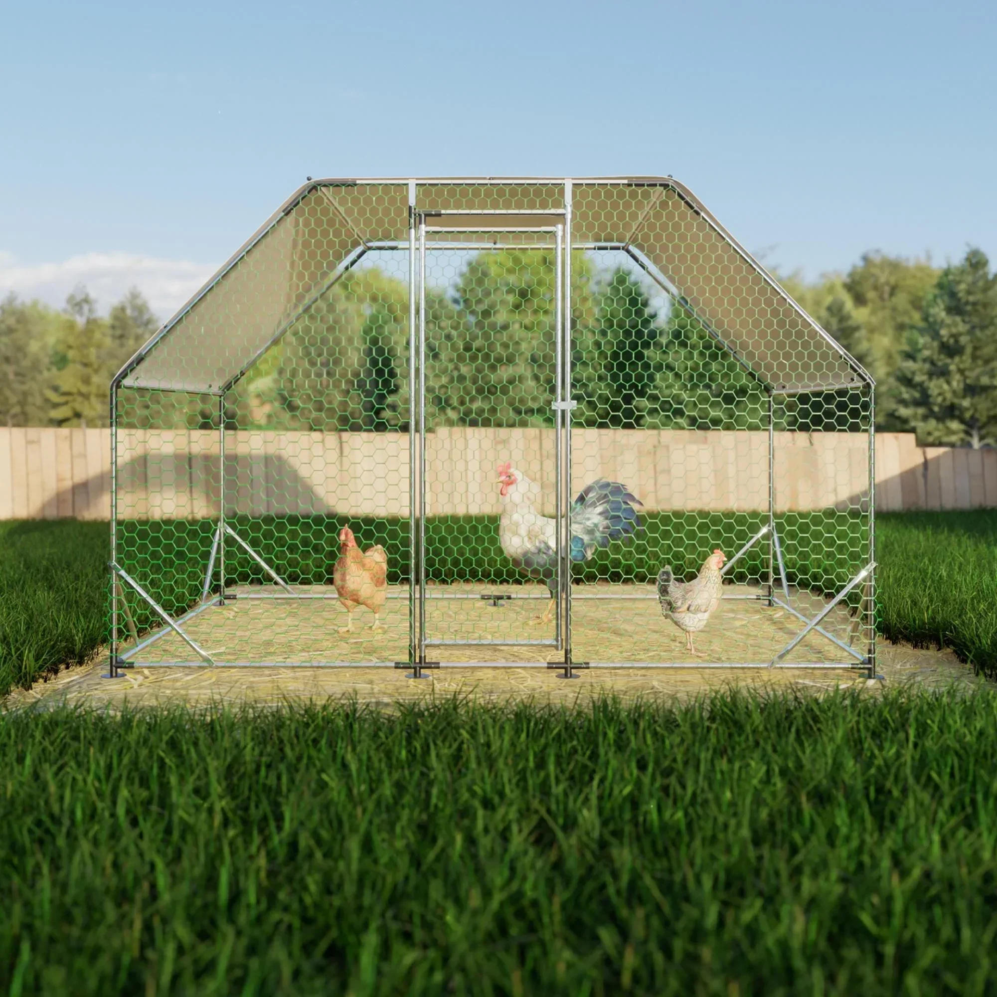 Seizeen Walk-In Chicken Coop Run for 6-8 Chickens, 10FT - Waterproof Galvanized Wire - Image 2