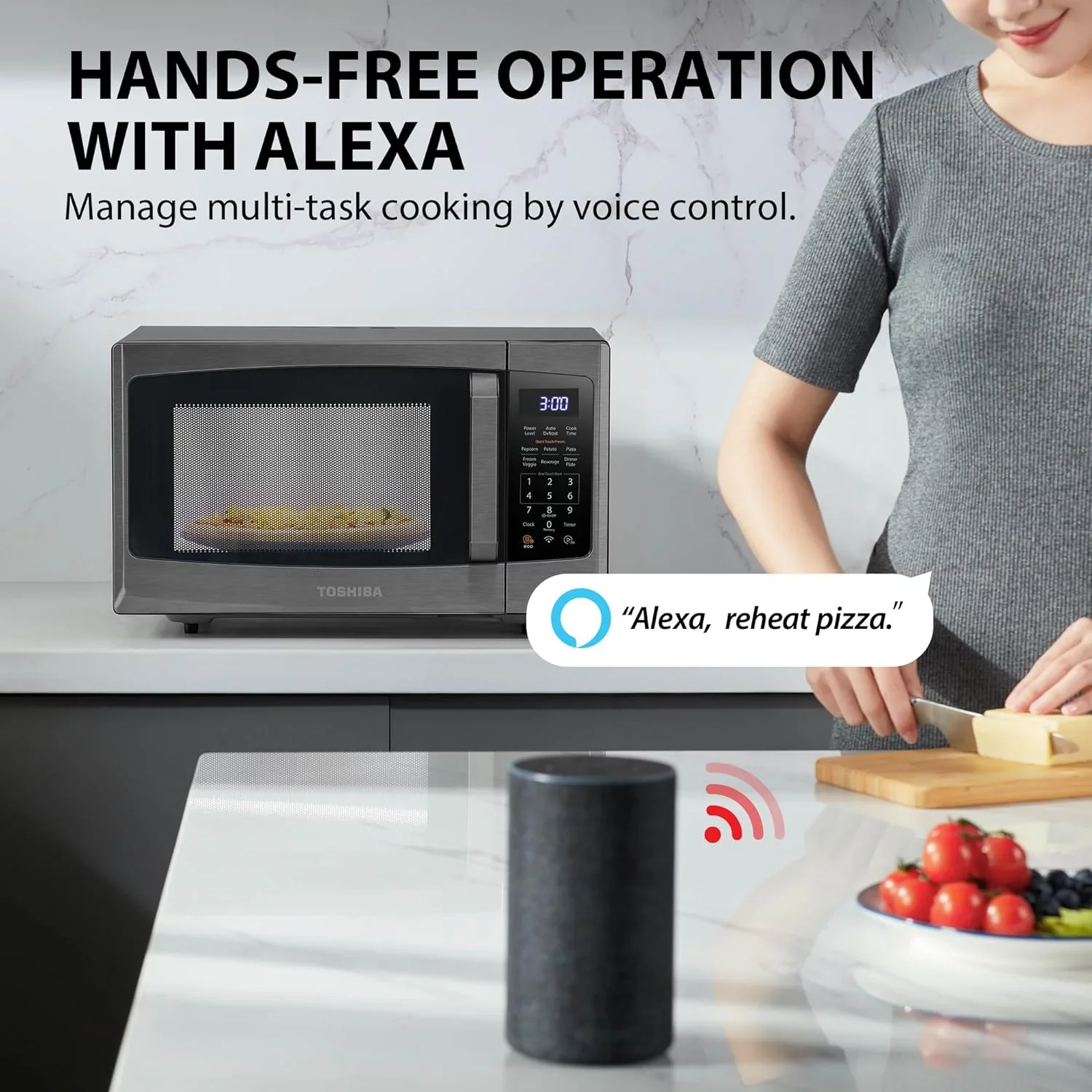 TOSHIBA 4-in-1 Countertop Microwave Oven, 1.5 Cu Ft, 1000W, Silver - ML-EC42P(SS) - Image 17