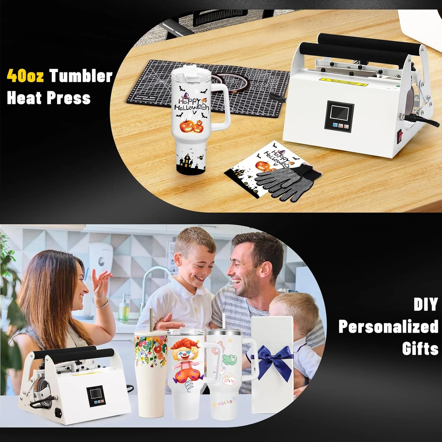 40oz Tumbler Press Tumbler Heat Press Sublimation 40 Oz Tumbler Top and Tapered Bottom Full Wrap - DIY Heat Transfer Vinyl - Image 6