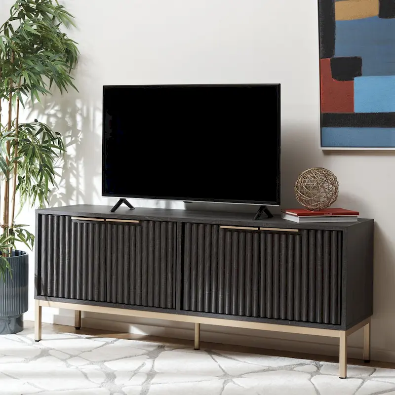 SAFAVIEH Deandra 4-Door Media Stand for Entertainment - Accommodates Up to 65-Inch Flat Screen TV - Dimensions: 60.8" W x 17.7" D x 24.6" H - Image 10