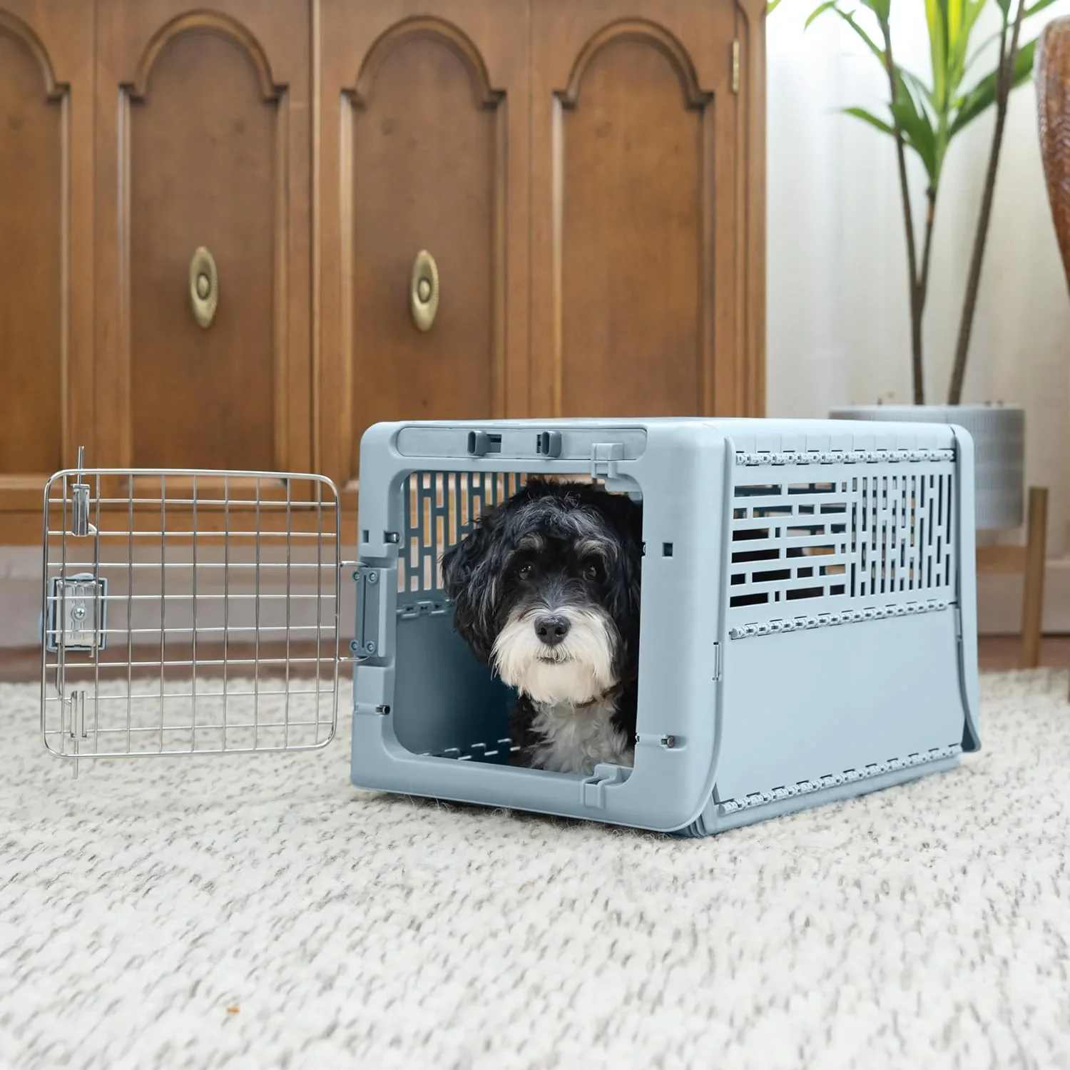 SportPet Designs Plastic Airline Approved Rolling Dog Kennel With Wire Door, XXX-Large, Gray, 48in L x 32in W x 36in H - Image 36