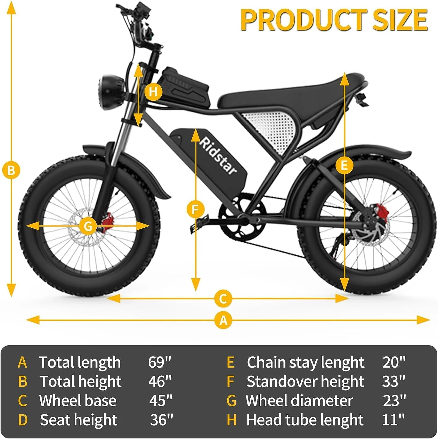 Electric Bike for Adults Ridstar, 20" Fat Tire Electric Motorcycle, 1000W Electric Bike with Removable 48V/20ah Battery E - Bike Shimano 7 Full Suspension Electric Bicycle - Image 8