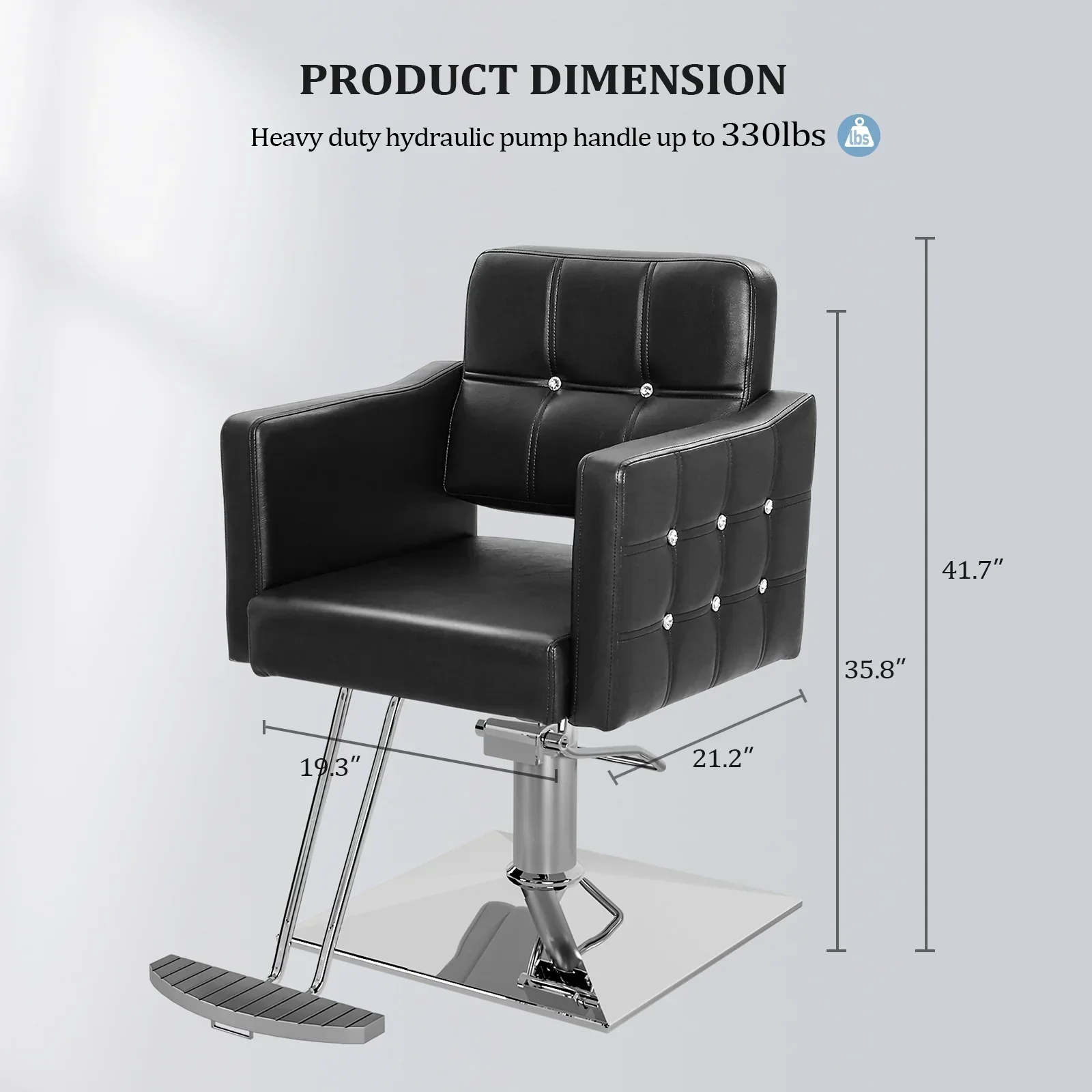 OmySalon Hydraulic Barber Chair, Black - 19.3 Inch Wide, 330Lbs Capacity - Image 4