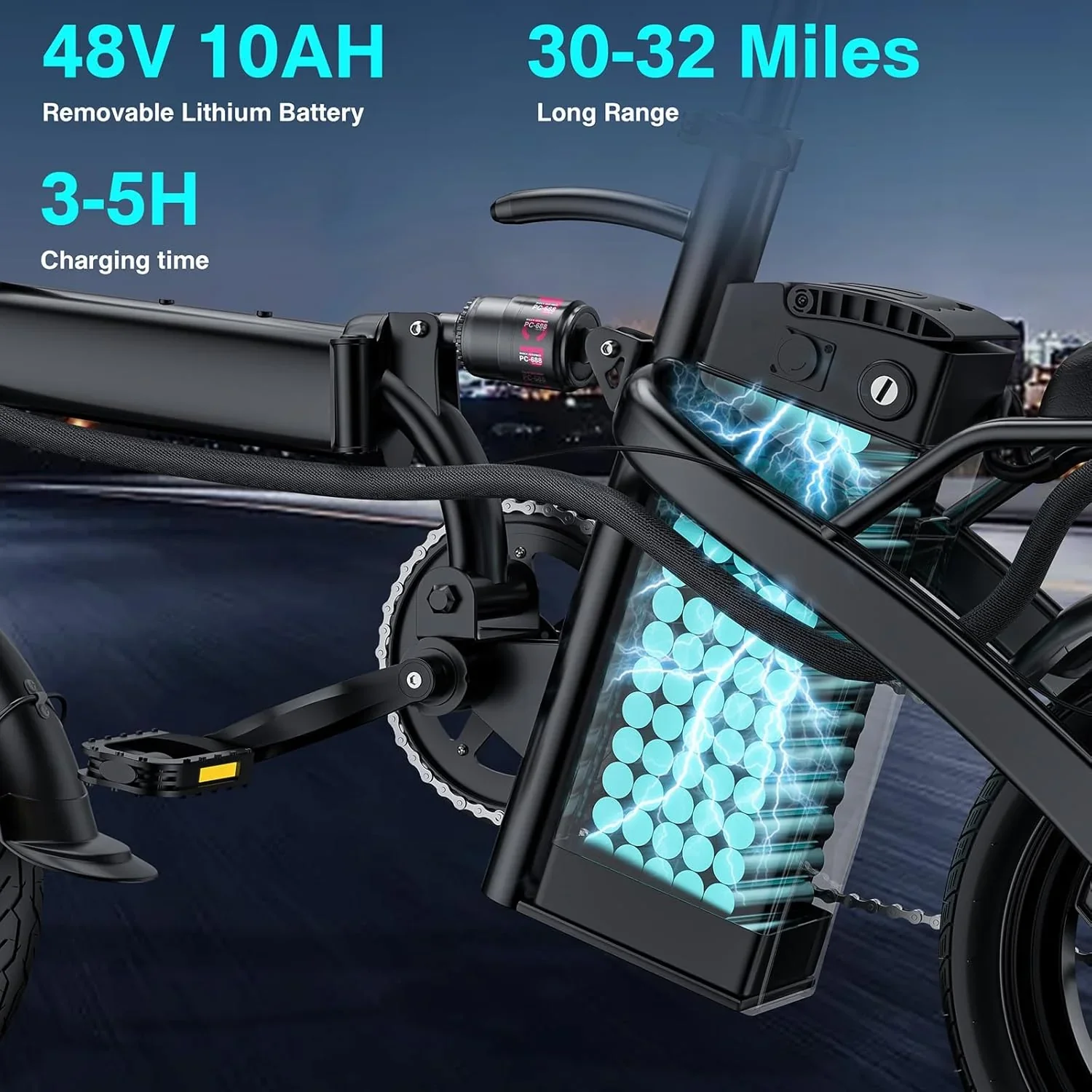 Electric Bike for Adults Teens Folding E-Bike Commuter City Foldable ebike Motor 48V 24MPH - Image 4