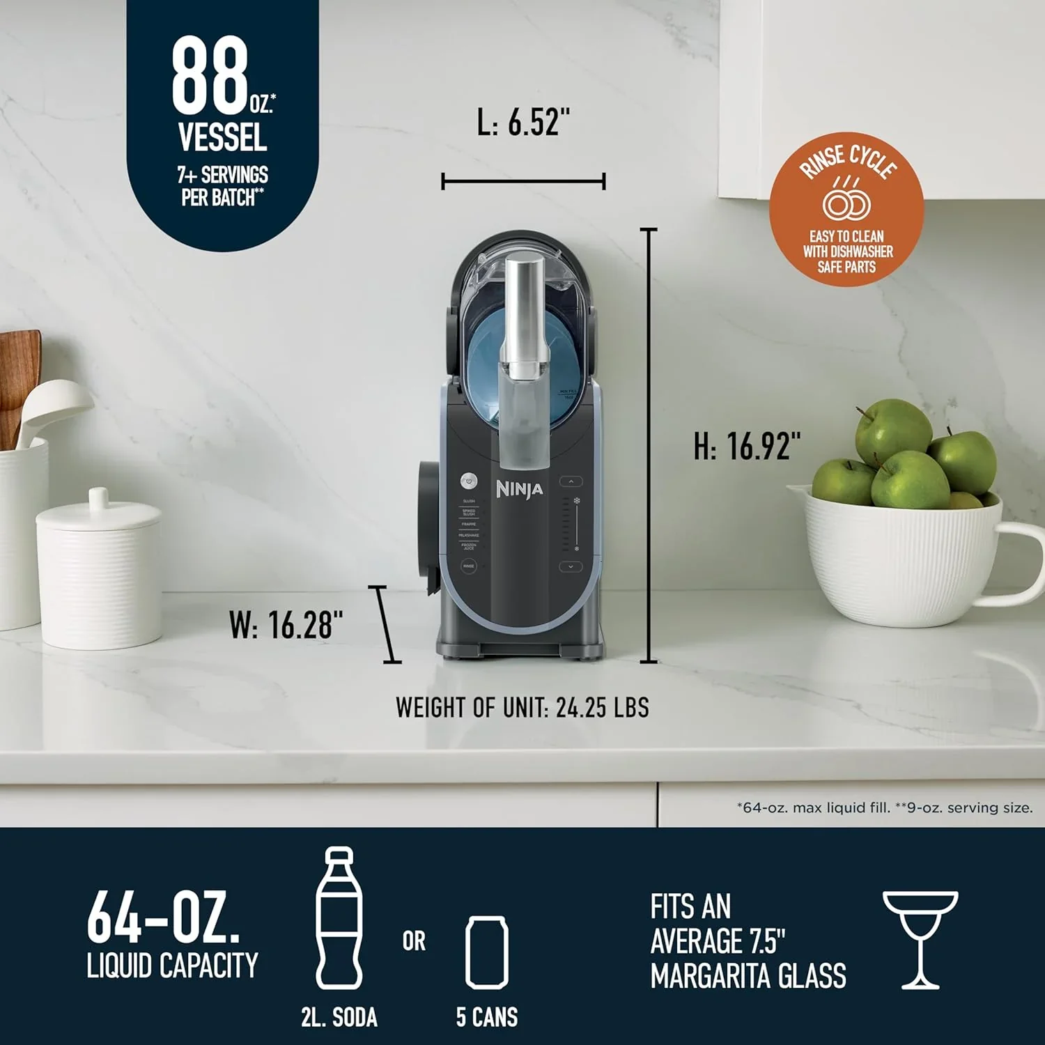 SLUSHi Frozen Drink And Slushie Machine, 88 oz, 5 Preset Programs, Black - FS301 - Image 9