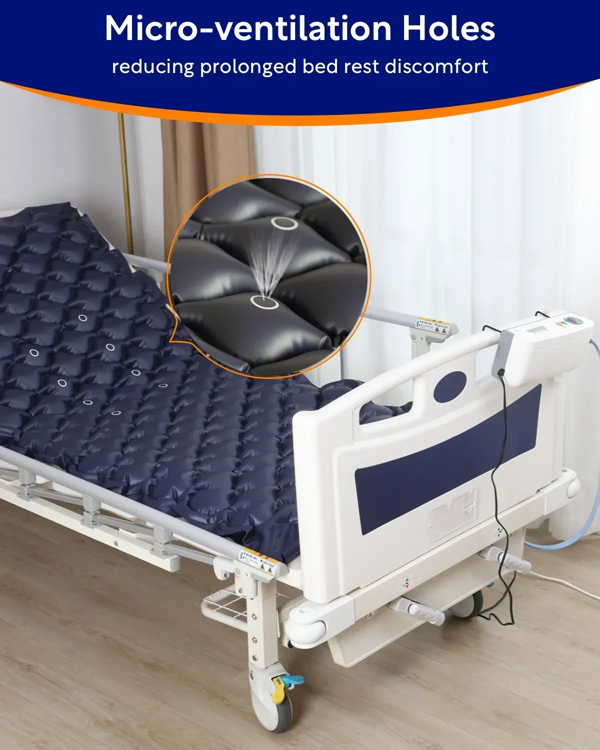 VOCIC Alternating Air Pressure Mattress Pad, Blue, 89"X38"X3", Vinyl - S34 - Image 3
