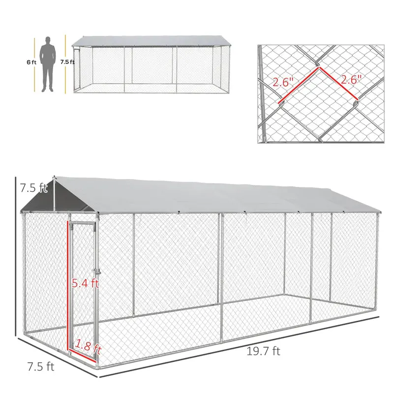 PawHut Outdoor Dog Kennel With Waterproof Roof, 19.7 x 7.5 x 7.5 in - Image 7