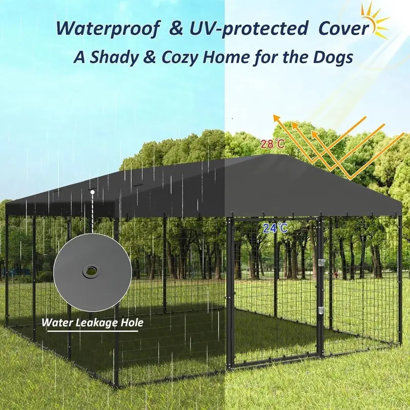 Kullavik Extra-Large Heavy-Duty Outdoor Dog Kennel - 118 x 118 x 70 Waterproof Roof Enclosure - Image 5