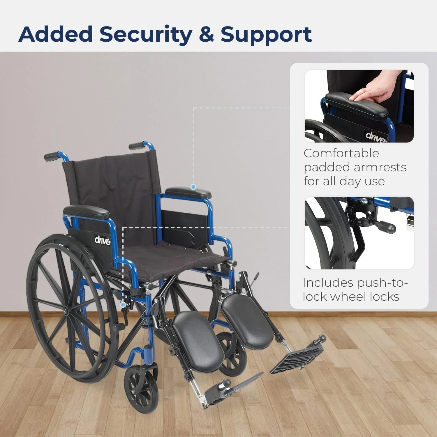 Blue Racing-Style Wheelchair With Swing-Away Footrests, 18 Inches - 530-1-G - Image 3