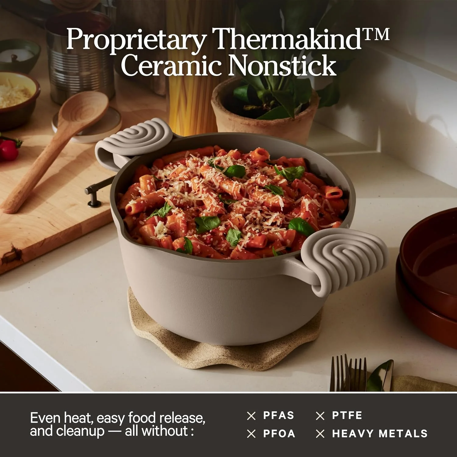 Our Place Perfect Pot 5.5 Qt Ceramic Pot With Lid And Spatula, Steam - Image 4