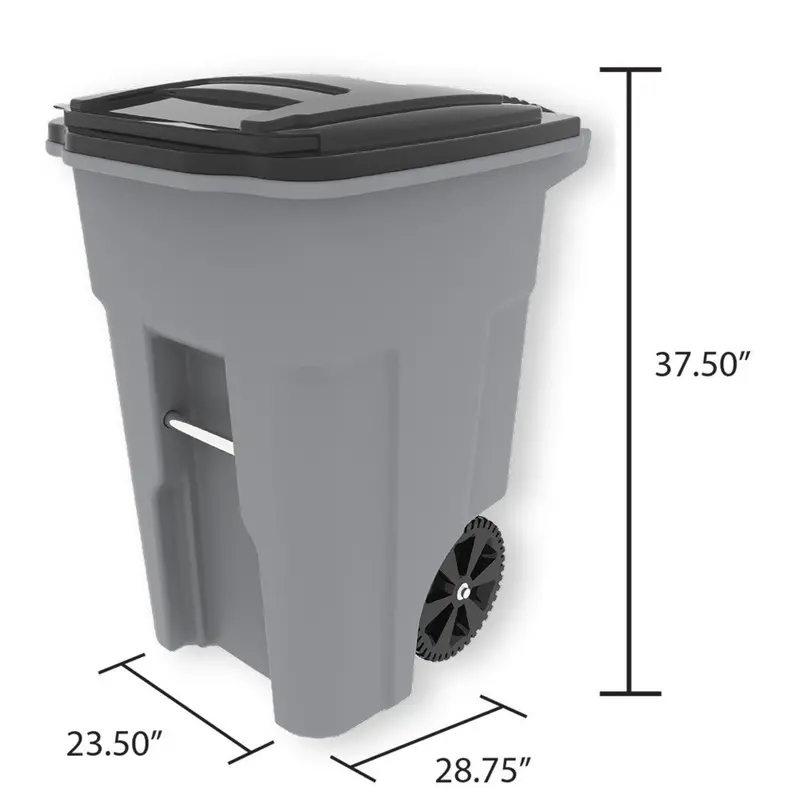 Toter 48 Gallon Trash Can With Smooth Wheels And Lid - ANA48-51406 - Image 4