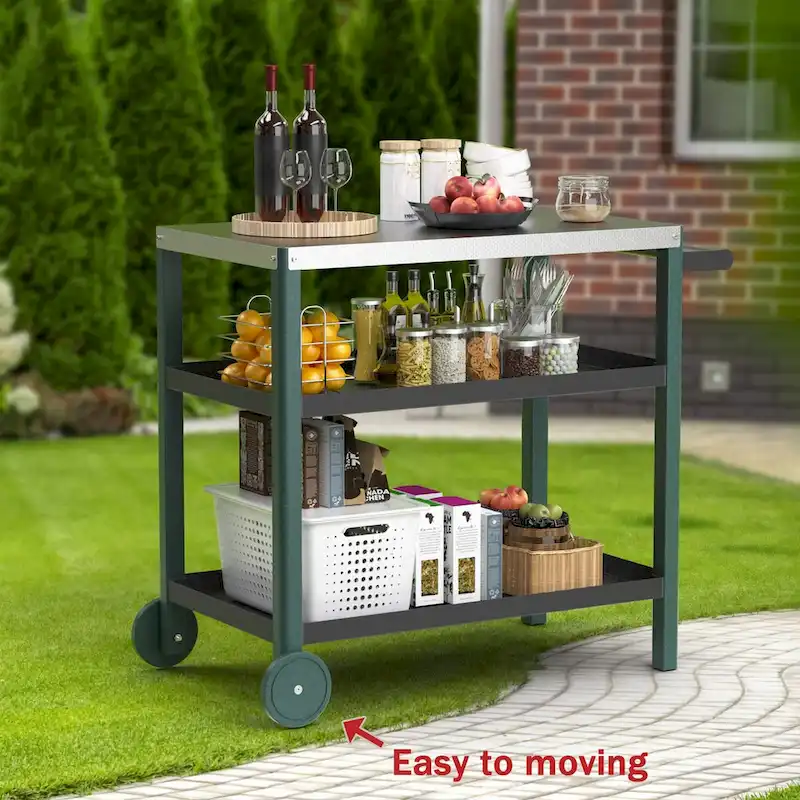 Portable Kitchen Island Grill Cart for Patios - Image 31
