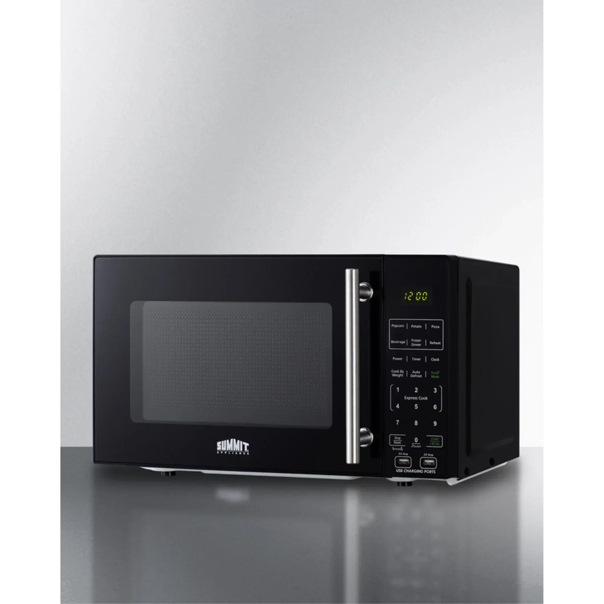 Compact Countertop Microwave, Black With 2 USB Ports And Built-In Power Allocator - Image 2