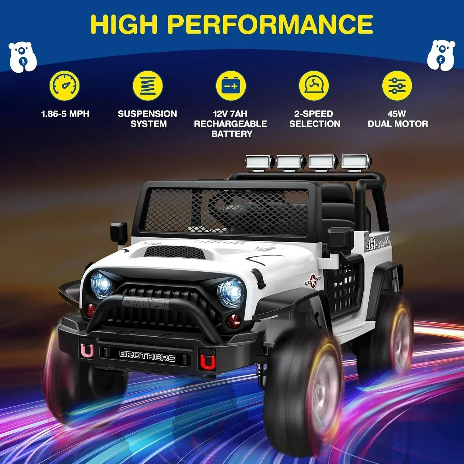 L8 Ride On Car 2 Seater 12V Kids Electric Car Remote Control 4-Wheel Suspension Bluetooth Speaker - Image 38