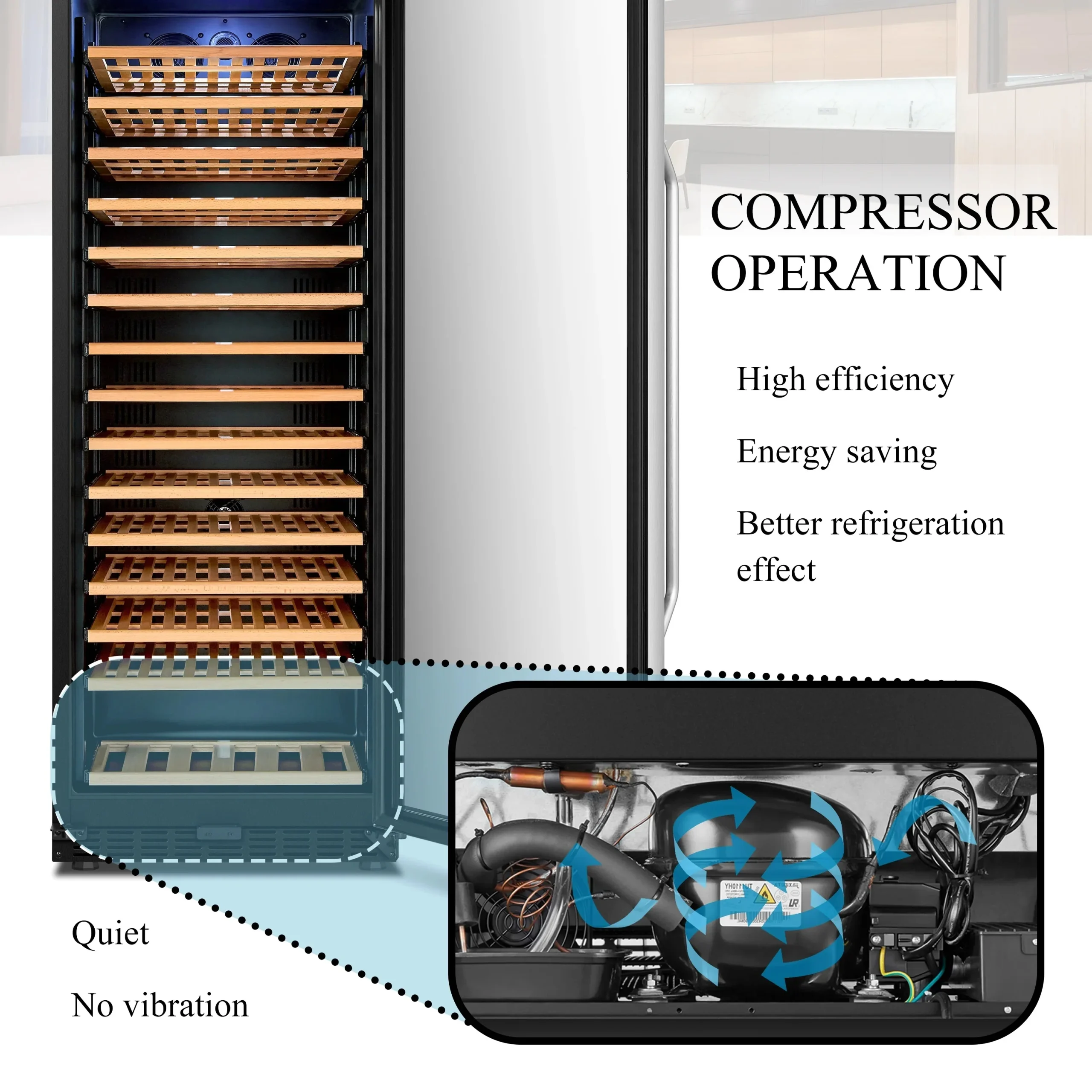 Lanbo 165 Bottle Built-In Black Single Zone Wine Cooler, 24 inch Width - LW177S - Image 15
