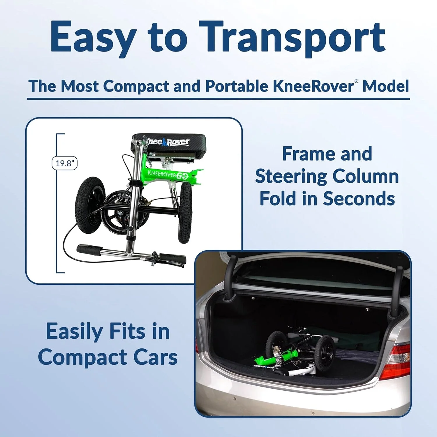 KneeRover Knee Scooter For Adults, 9-Inch Tires, Race Car Green - GO HYBRID - Image 8