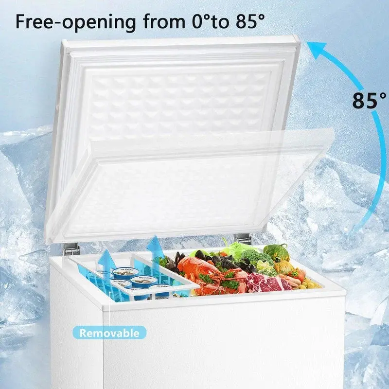 Compact Freestanding Chest Freezer, 1.8 Cu. Ft., Bottom Drain, 7-Tier Thermostat Control - Image 4