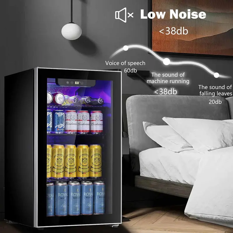 Auseo 126-Can Beverage Cooler, 3.2 Cu Ft, Glass Door, Black - Image 7