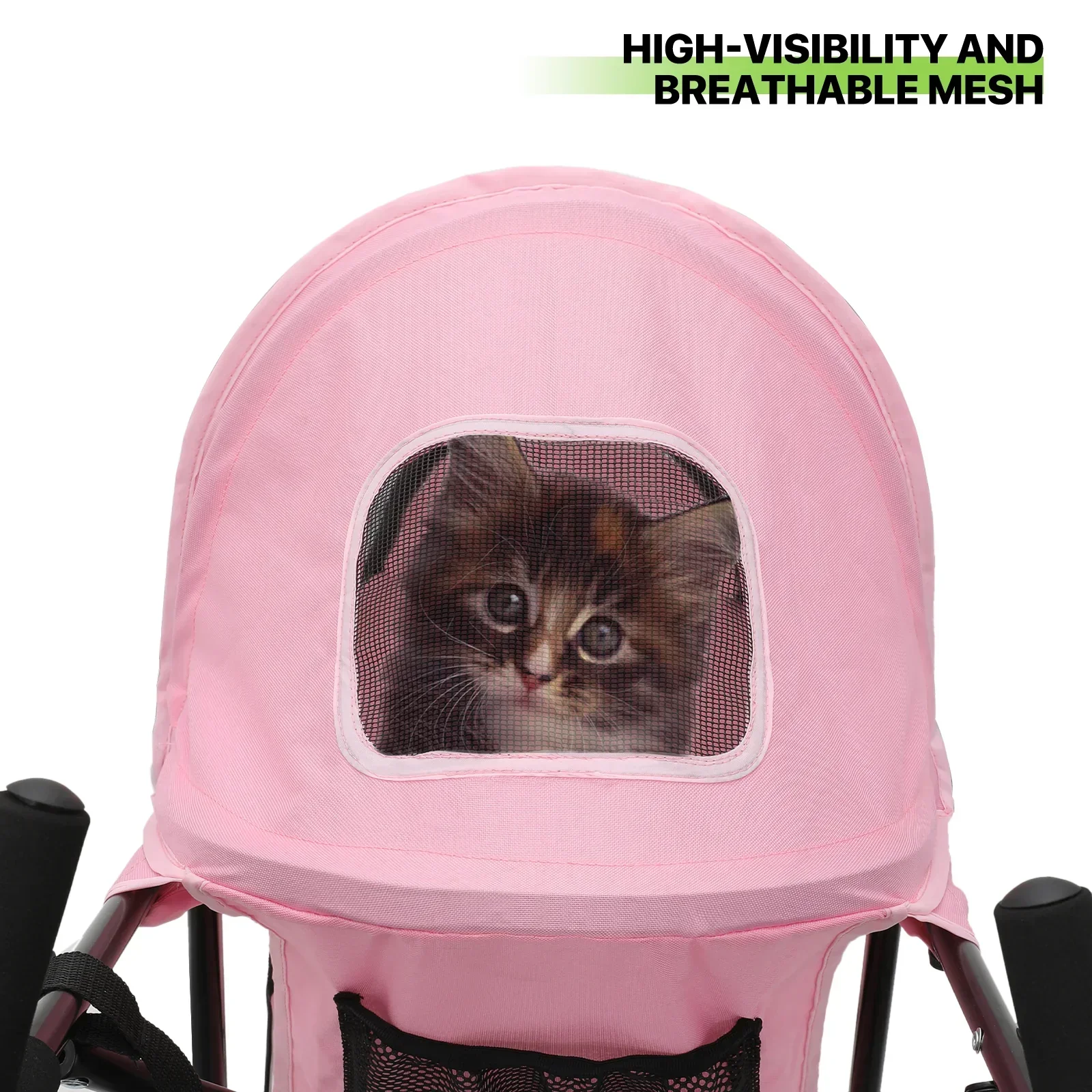 Magshion 4 Wheel Foldable Pet Stroller for Small Medium Dogs, Pink, 22 lbs - Image 7