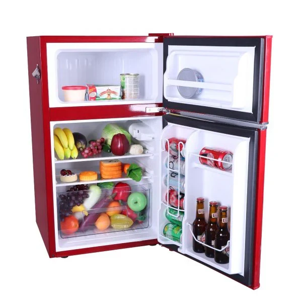 Compact Two-Door Refrigerator With Freezer, 3.2 Cu Ft, Red/Black, 19.69 x 21.06 x 33.46 Inches - Image 2