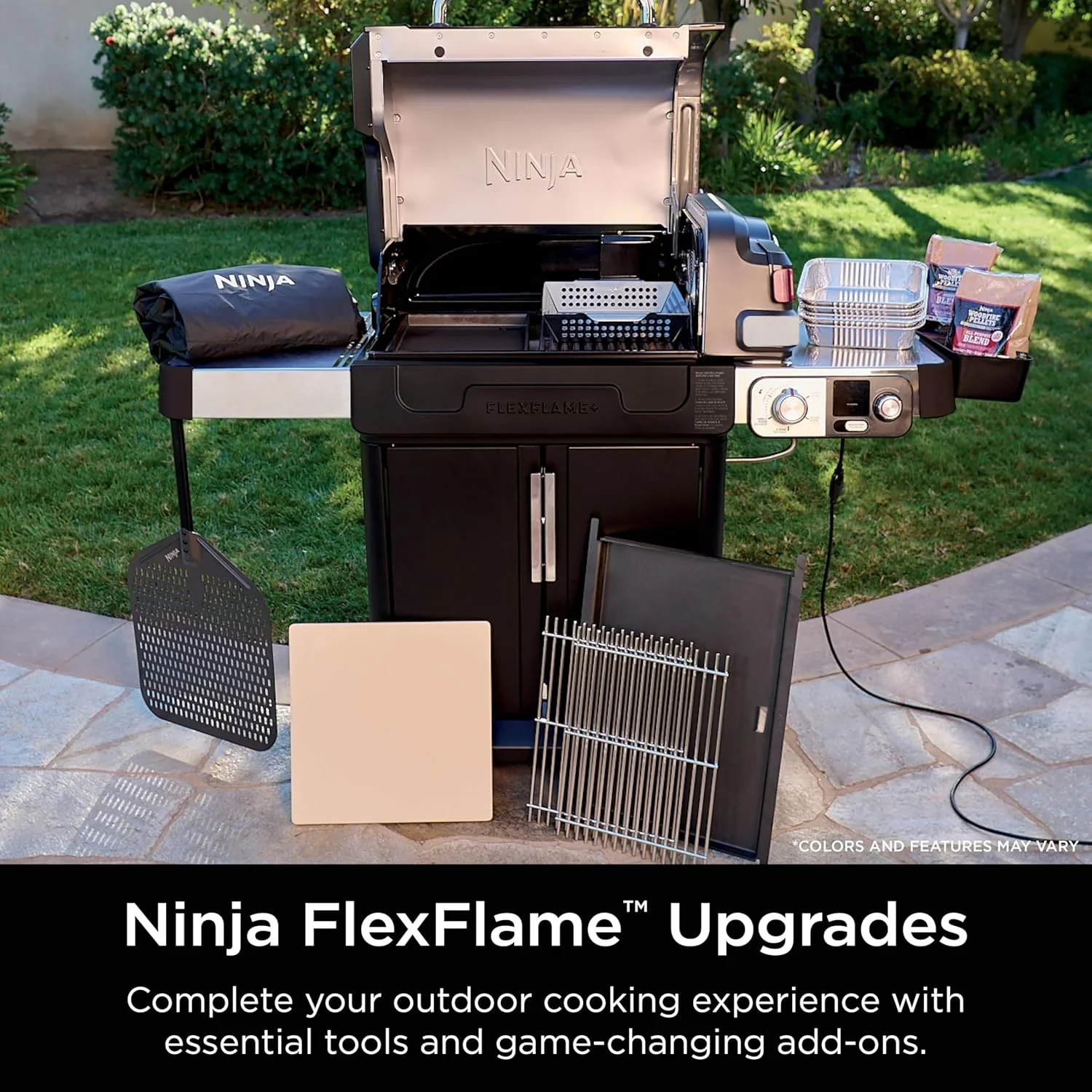 Ninja FlexFlame, Grill and Smoker, Electric and Propane Grill, Roaster, BBQ Grill, 5-in-1 Cooking System, 3 Burner, Digital Control, Outdoor Cooking, Griddle, Pizza Maker, Stainless Steel, PG301 - Image 9