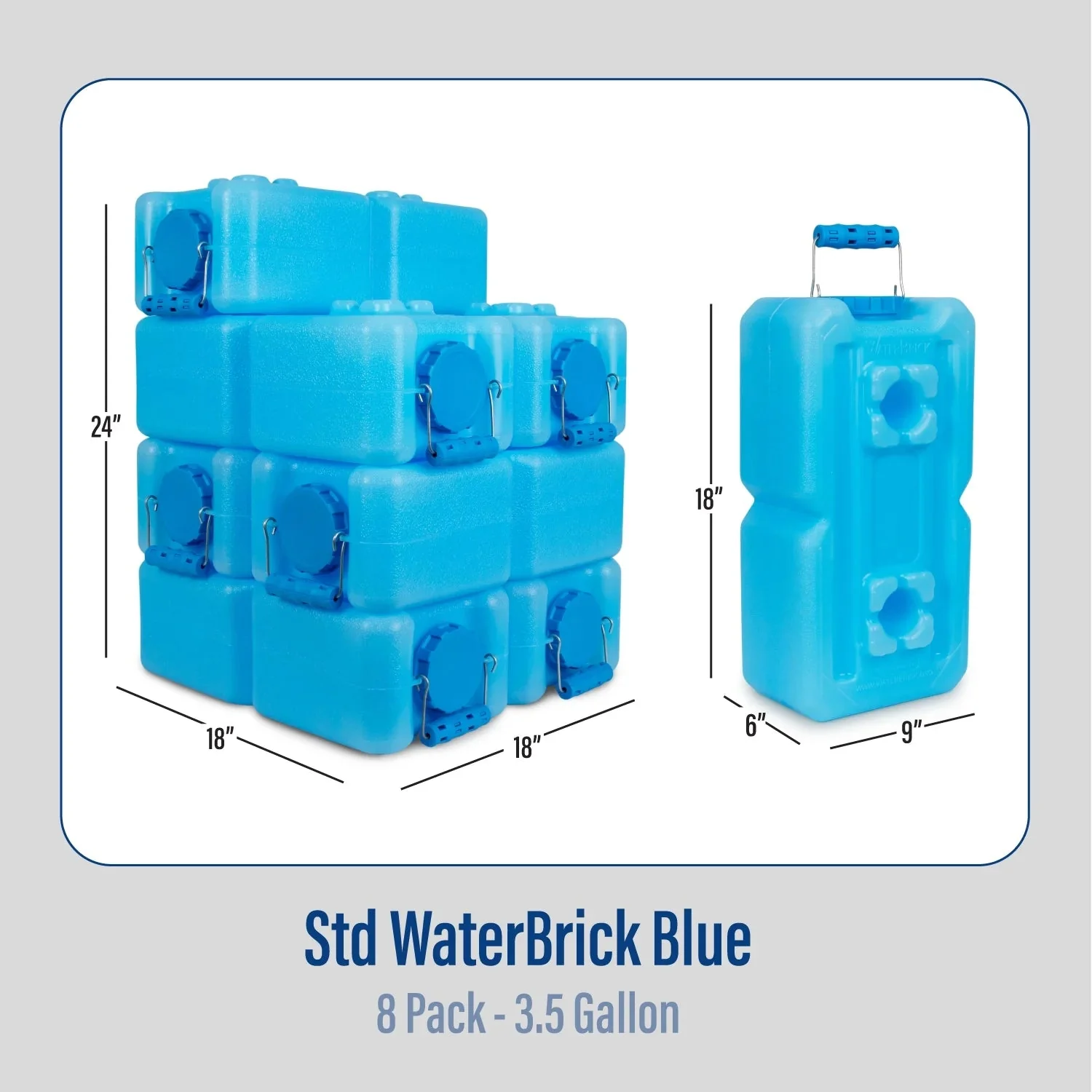 WaterBrick Stackable 3.5 Gallon Blue Water And Food Storage Container - 8 Pack - Image 4