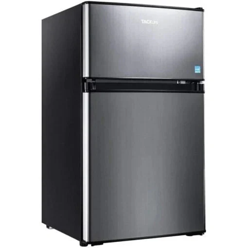 3.1 Cu. Ft. 2-Door Compact Refrigerator With Freezer, LED Light And Crisper Drawer
