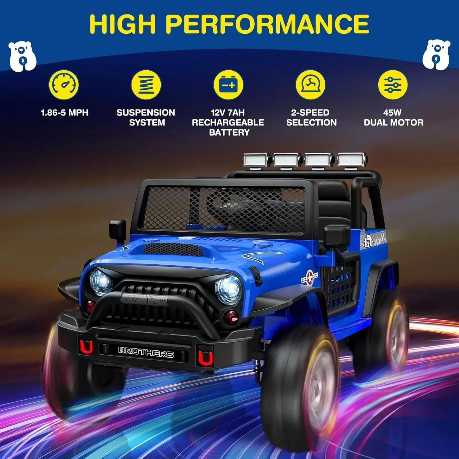 L8 Ride On Car 2 Seater 12V Kids Electric Car Remote Control 4-Wheel Suspension Bluetooth Speaker - Image 15