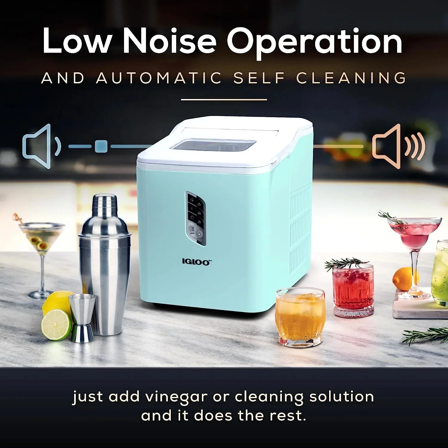 Igloo Self-Cleaning Countertop Ice Maker, 1.5 qt, 26 lbs/24 Hours, Aqua - Image 9