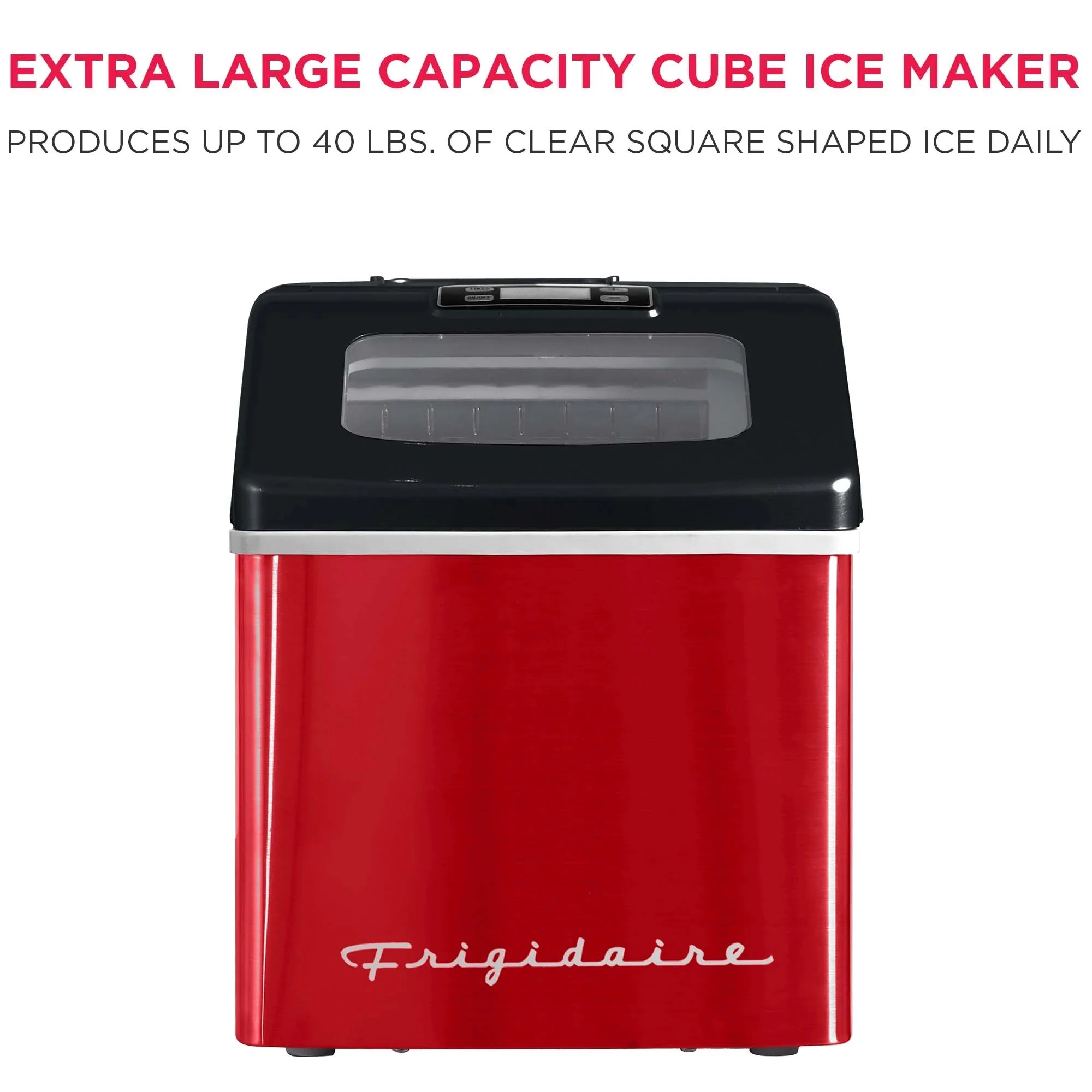Frigidaire Countertop Clear Square Ice Maker, 40 lbs. Per Day - Stainless Steel - Image 11