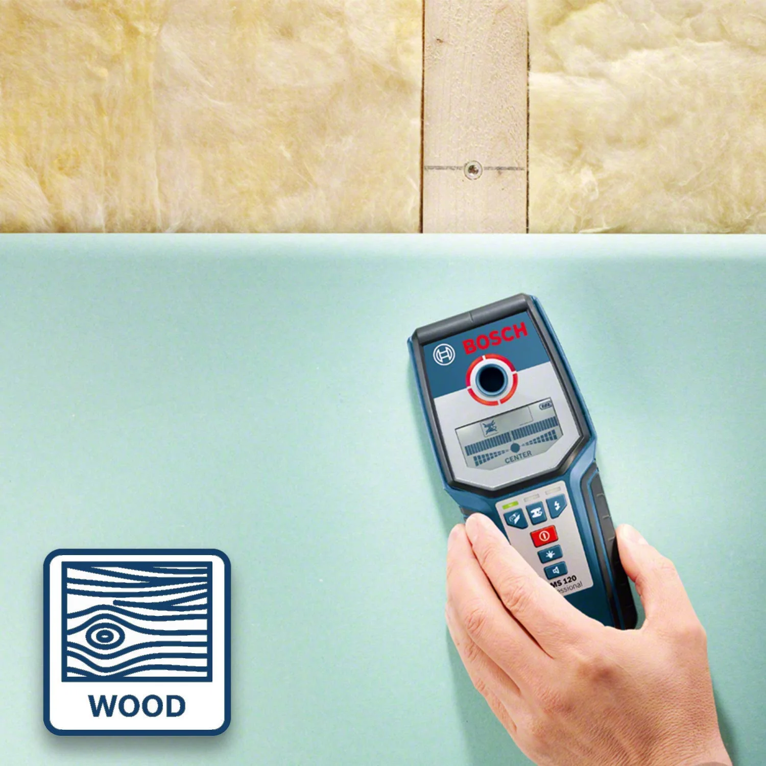 Bosch Professional Stud Finder GMS 120 (Drill hole marker, max. detection depth wood/magnetic metal/non-magnetic metal/live cable: 38/120/80/50 mm, in cardboard box) - Amazon Exclusive Set - Image 3