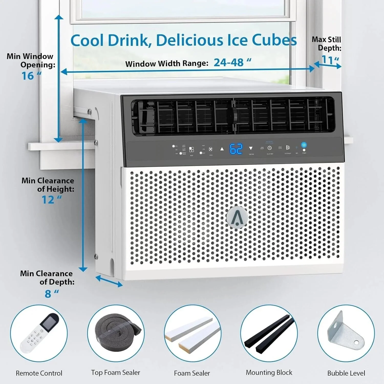 Window Air Conditioner 8000 BTU Up To 370 Sq. Ft. With Remote And App Control - Image 3