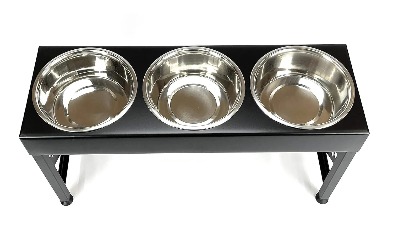 Elevated Triple Dog Feeding Station With 3-Quart Stainless Steel Bowls, 16 Inch Tall - Image 2