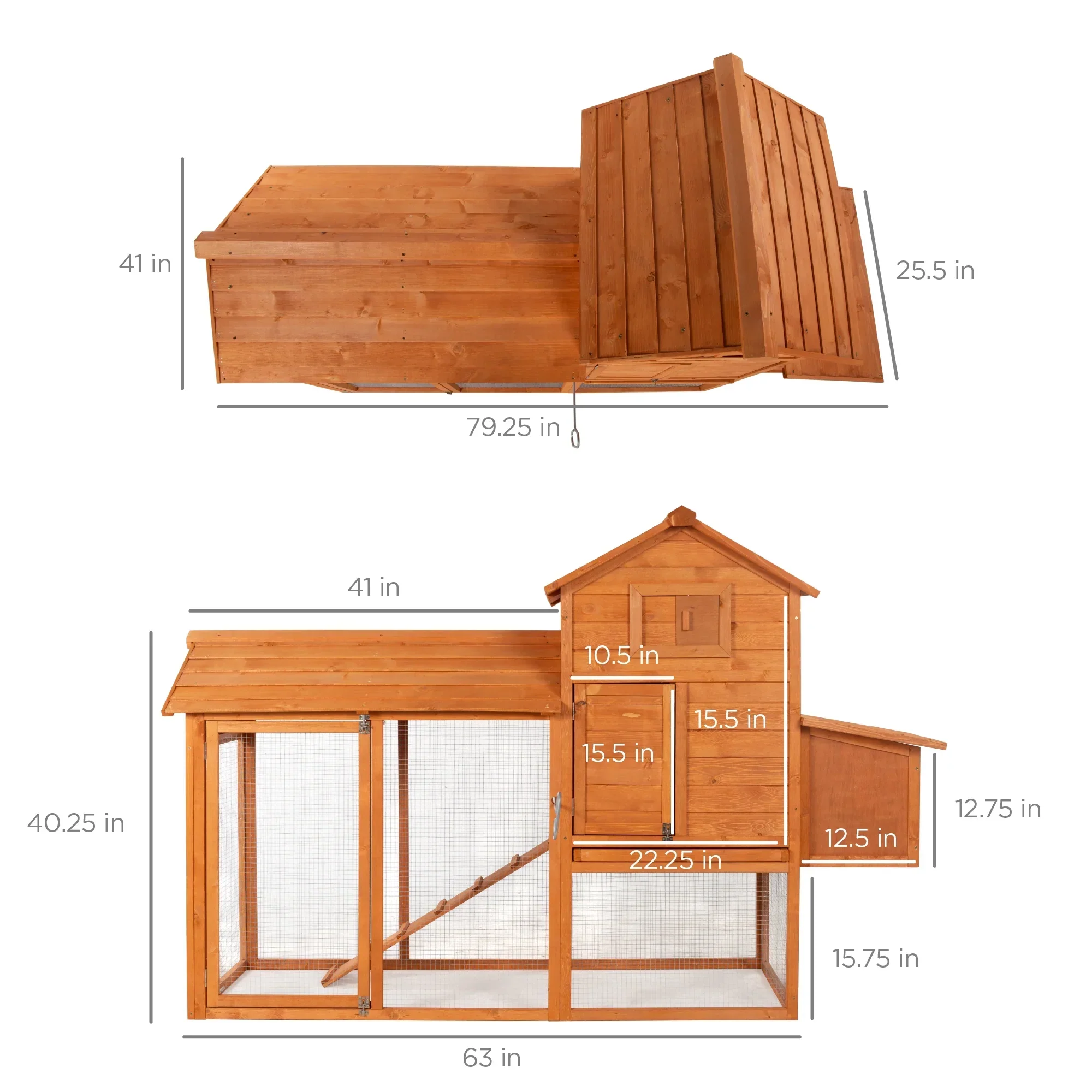 Best Choice Products 80in Wooden Chicken Coop Multi-Level Hen House With Wire Fence - Image 7
