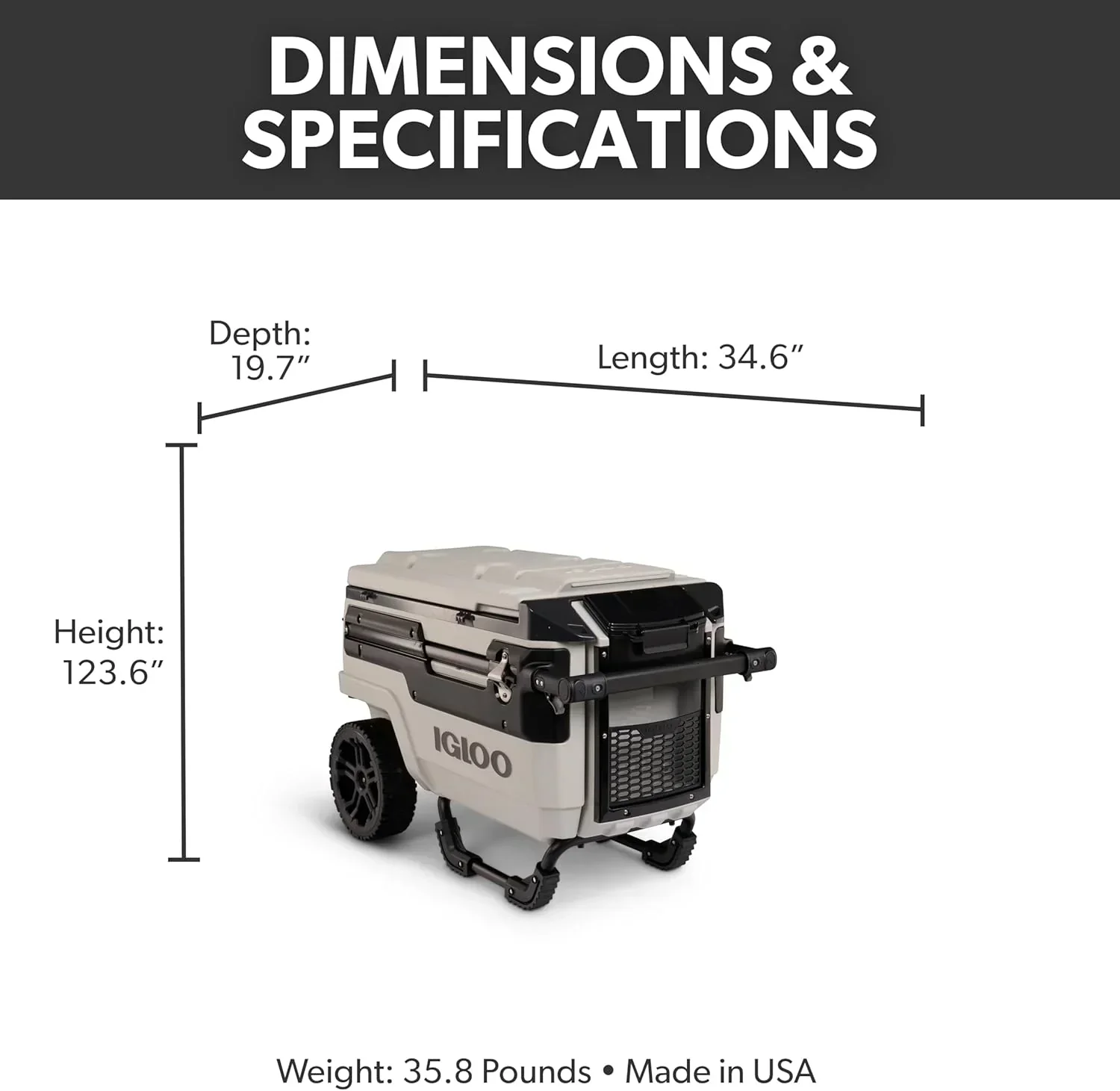 70Qt Wheeled Cooler Insulated Hard Shell Ice Chest - Image 17